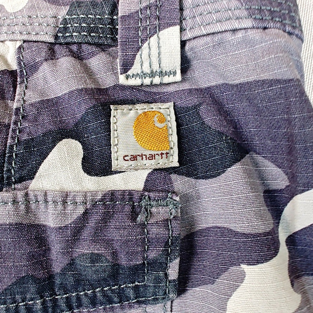 Carhartt Womens Blue Camo Relaxed Fit Cargo Shorts Size 12 Ripstop - Picture 8 of 8